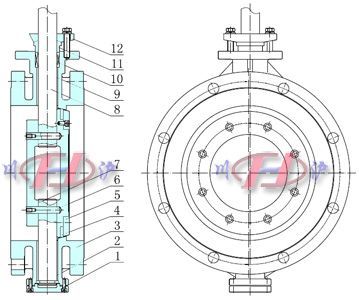 氣動法蘭蝶閥 (結(jié)構(gòu)圖)