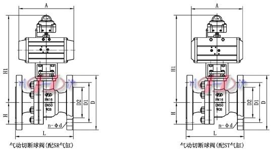 氣動切斷球閥外形尺寸